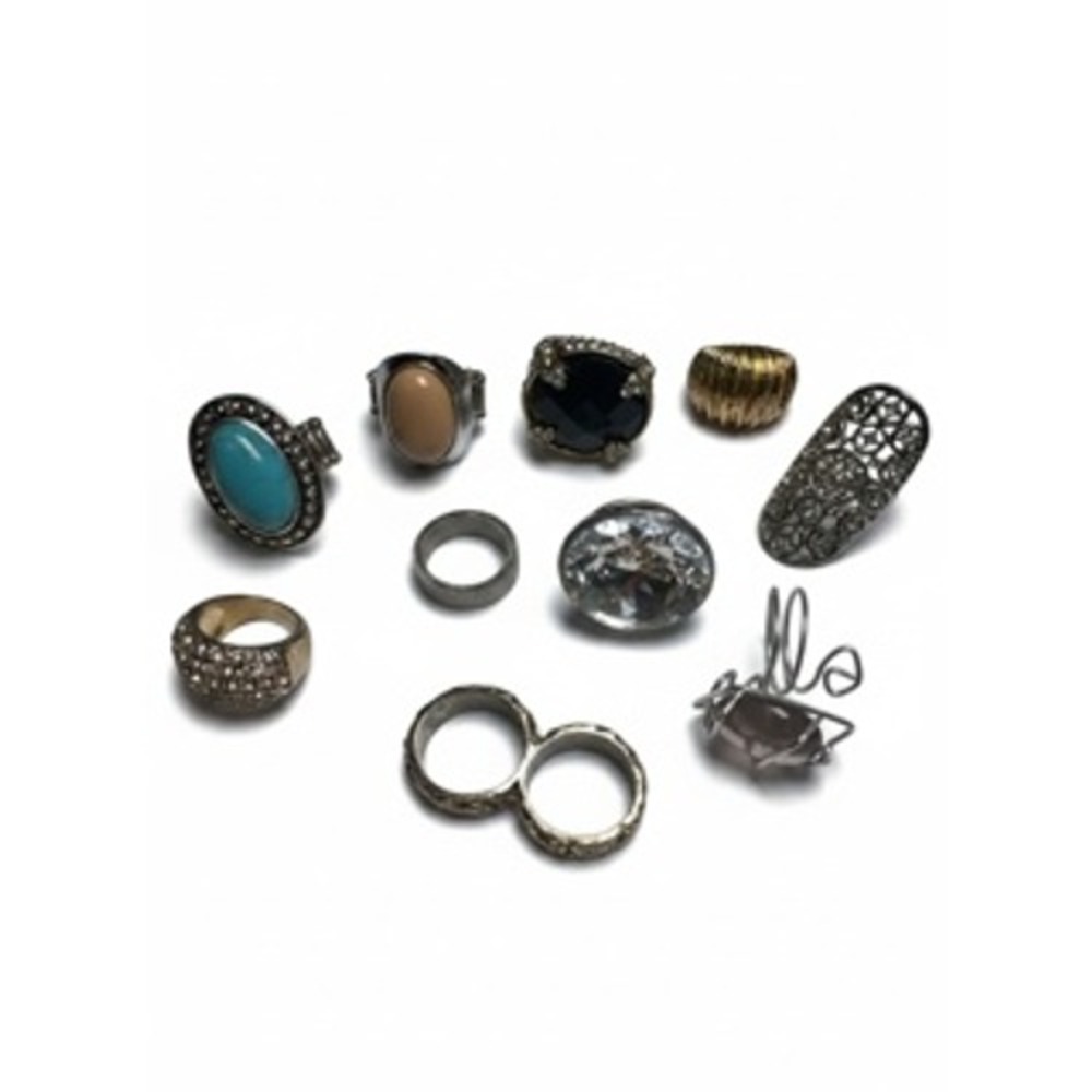 Mixed Fashion Ring Lot 10pc Turquoise Crystal Filigree Statement Rings Womens